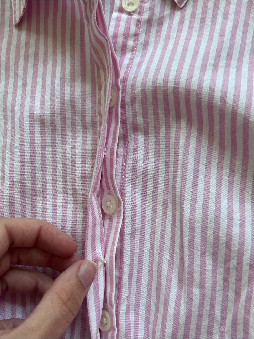 J. Crew Pink White Striped Puff Sleeve Shirtdress Size 8 Cotton Blend Pockets - Picture 7 of 10